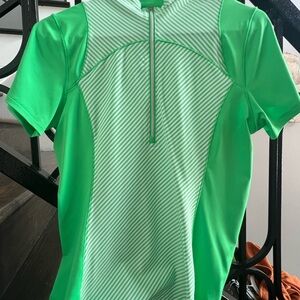 Ladies Green Striped Golf Polo from Annika Size Small -